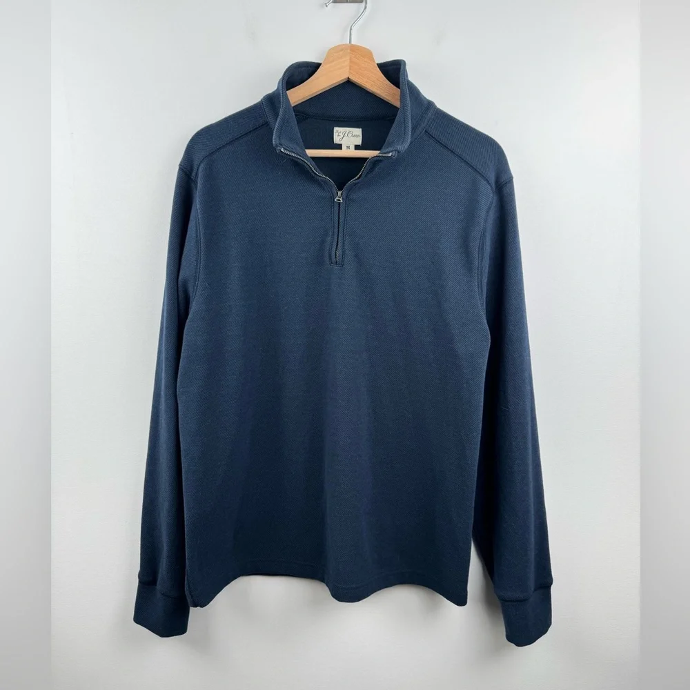 J.Crew Men Seaboard Soft Knit Half Zip Navy‎ Blue Size Medium